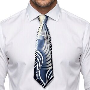 Steven Land 100% Silk Men's Blue Abstract Pattern Neck Tie